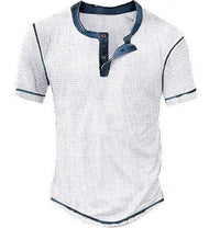 Lässiges Henley Oberteil Im Retro Farbblock Stil für Herren - Weiß