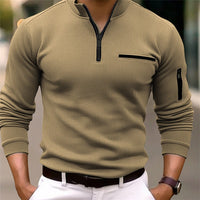 David | Modernes Herren Shirt mit Zip Detail - Beige