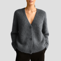 Weide | Gemütlicher Knopf-Cardigan - Dunkelgrau