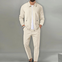 Luca | Herren Trainingsanzug Set Jacke und Hose Waffelstruktur - Beige