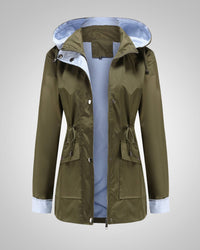 Anneliese | Damen Kapuze Kordelzug Regenjacke - Grün