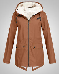 Melanie | Damen Gefütterte Reißverschluss Regenjacke - Khaki
