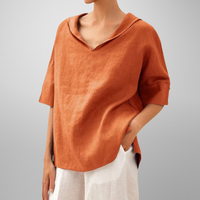 Alissa - Lässige, Locker Sitzende Bluse - Orange