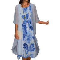 Venolia – Zweiteiliges Kleid Mit Blumenmuster - Dunkelblau