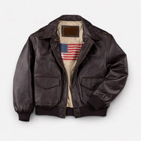 Elias | Herren Vintage Oversized Glänzender Lederjacke - Dunkellial