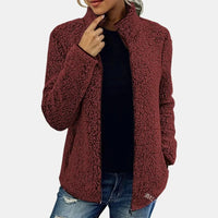 Claudia | Damen Lässige Reißverschluss Fleecejacke - Rot