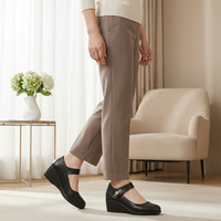 Lydia | Damen Wedge Mary Jane Schuhe - Schwarz