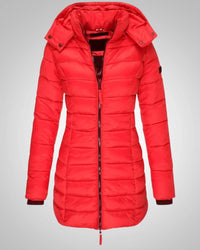 Ella | Damen Lange Kapuzen Winter Daunenjacke - Rot