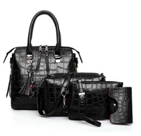 Evelyn | Damen Alltags Eleganz 4-Teiliges Leder Taschen Set – 4-Teilig Leder Set - Black