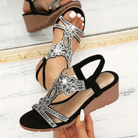 Susan – Orthopädische Keilsandalen - Schwarz