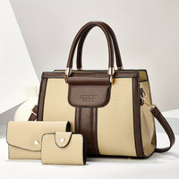 Luna | Damen Elegantes 3-Teiliges Leder Taschen Set – Elegantes 3-Teiler Leder Set - Beige