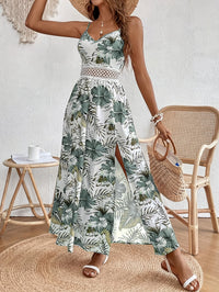 Tessa | Blumen Maxikleid in Boho Eleganz - Olive Green