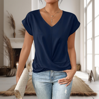 Aubry | Damen Herzausschnitt Kurzarm T-Shirt – T-Shirt Herzausschnitt Sommer 2026 - Blau
