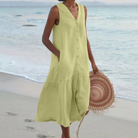 Mary | Damen Luftiges V-Ausschnitt Sommerkleid - Grün