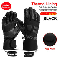 Herren Thermo-Fäustlinge für Wintersportler - Schwarze 5 Finger