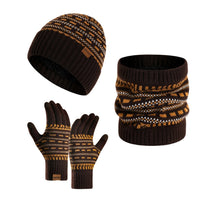 3-teiliges Winterset mit Mütze, Handschuhen und Schal - Kaffee