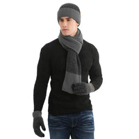 Strickset mit Wollmütze, Handschuhen und Schal - Grau