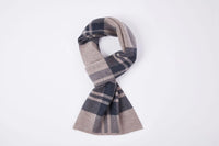 Wollschal | Winddicht und warm für kalte Wintertage - Beige/Grau gestreift
