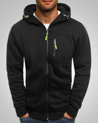 Bernd | Herren Lässiger Taschen Reißverschluss Hoodie - Schwarz