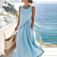 Saige | Damen Gestreiftes Sommerkleid – Gestreiftes Leichtes Sommerkleid - Hellblau