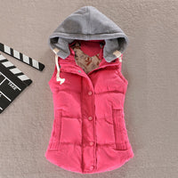 Damen taillierte Thermoweste mit Kapuze und Druckknopfleiste - Fuchsia