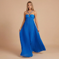 Nancy - Faltenrock Halter Cut-Out Maxikleid - Dunkelblau