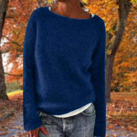 Charlotta | Damen Lässiger Lockere Passform Strickpullover - Blau