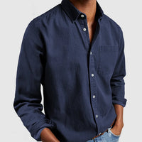 Herren Langarm Bluse - Dunkelblau