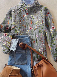 Yvra | Klassische Vintage Blumenpullover - Geblumte