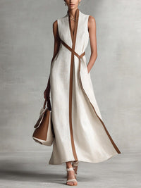 Elira | Damen Ärmelloses Brise Kleid – Leichtes Sommerkleid Ärmellos - Weiß