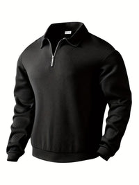 Finn | Geometrisches Design Vintage Reißverschluss Pullover - Schwarz