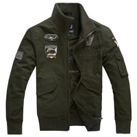 Herren Langarmjacke im Militärstil mit Taschen - Grün