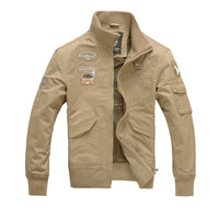 Herren Langarmjacke im Militärstil mit Taschen - Khaki