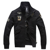 Herren Langarmjacke im Militärstil mit Taschen - Schwarz