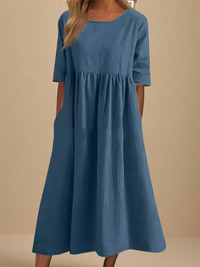 Layla | Damen Leichtes Luftiges Kleid – Leicht Luftig Sommerkleid Damen - Blue