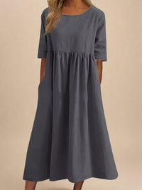 Layla | Damen Leichtes Luftiges Kleid – Leicht Luftig Sommerkleid Damen - Gray