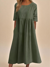 Layla | Damen Leichtes Luftiges Kleid – Leicht Luftig Sommerkleid Damen - Green