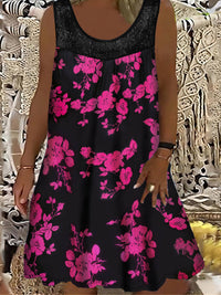 Samudri - Lockeres Armelloses Maxi Kleid Mit Rundhalsausschnitt - Rose Rot