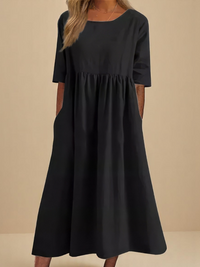 Layla | Damen Leichtes Luftiges Kleid – Leicht Luftig Sommerkleid Damen - Black