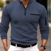 David | Modernes Herren Shirt mit Zip Detail - Dunkelblau