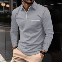 Florent - Herren-Langarm-Polo mit Zipper - Grau