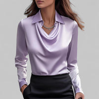 Theresa | Elegante Wasserfall Satinbluse - Lila