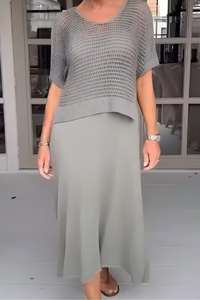 NORMA - Sommerkleid mit Strickoberteil - Grau