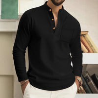 Elias | Leinen Henley Ferran für elegante Herren - Schwarz