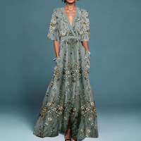 Michelle | Damen Elegantes Florales Wickelkleid – Florales Wickelkleid Elegant - Green