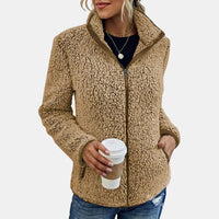 Claudia | Damen Lässige Reißverschluss Fleecejacke - Beige