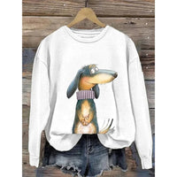 Damen Sweatshirt mit Rundhalsausschnitt und langen Ärmeln - Weiß A