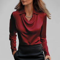 Theresa | Elegante Wasserfall Satinbluse - Rot