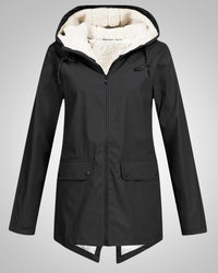 Melanie | Damen Gefütterte Reißverschluss Regenjacke - Schwarz