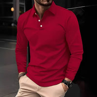 Deacon - Bequemes Langarm-Poloshirt für Herren - Rot